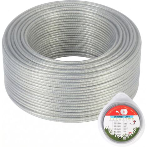 Fil de coupe en fil d'acier 2,4 mm x 60 M – Bobine pour débroussailleuse et coupe-bordure, accessoire éliminer les mauvaises herbes l'herbe dans le jardin m -