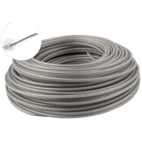 Fil de Coupe Ligne de Coupe Herbe en Acier Robuste 3mm x 45m Rond Remplacement String Line Cordon de Corde pour débroussailleuses