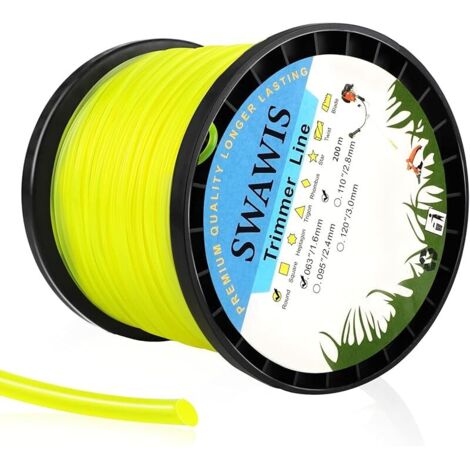 Fil de Coupe Nylon Rond Bobine de Tondeuse 1,6mm/200M Trimmer Line de Rechange pour Jardin de Mauvaises Herbes Fil pour débroussailleuse, Jaune