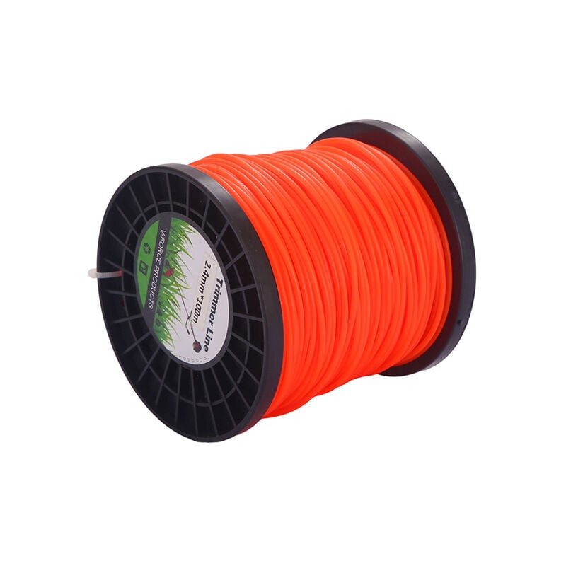 Fil de débroussailleuse 2.4mm Universal, carre orange de qualité commerciale, nylon de qualité supérieure universel 2.4mm x 100 pour coupe et