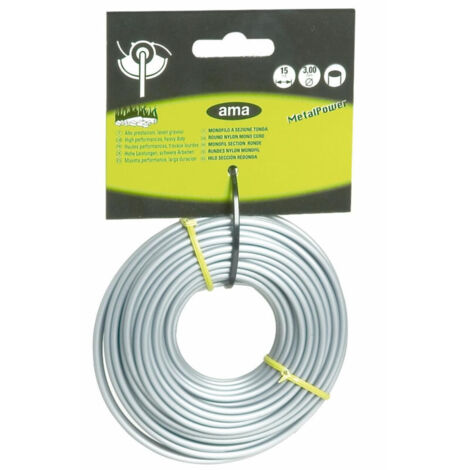 Fil de débroussailleuse - Fil nylon de coupe - Monofil section ronde ø 3mm x 15 mètres "MetalPower"