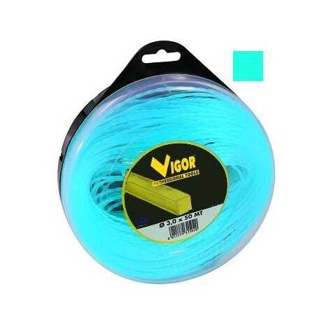 Fil de débroussailleuse Vigor Quadro Alu-Bleu 50 m Ø mm. 3