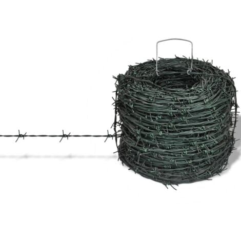 Fil de fer barbelé d'enchevêtrement rouleau vert 100 m vidaXL