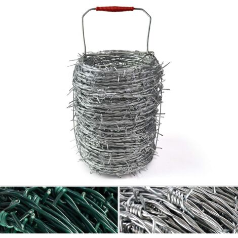 Fil de fer barbelé Épineux Plaqué en zinc Épaisseur du fil: 1,7 mm Longueur: 50 m - Galvanisé