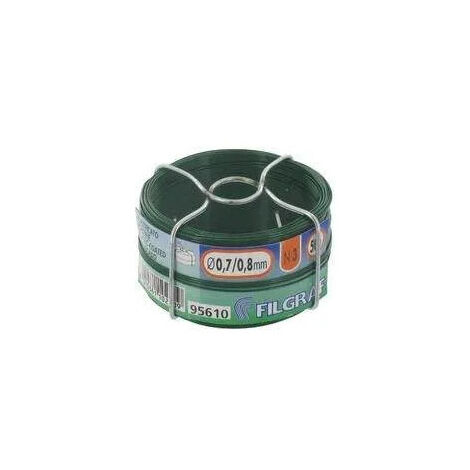 Fil plastifié vert 50m – Épaisseur 0,7 mm – Bobine ø80 mm – Pour fixation grillage et tuteurs – Résistant aux intempéries – Filgraf