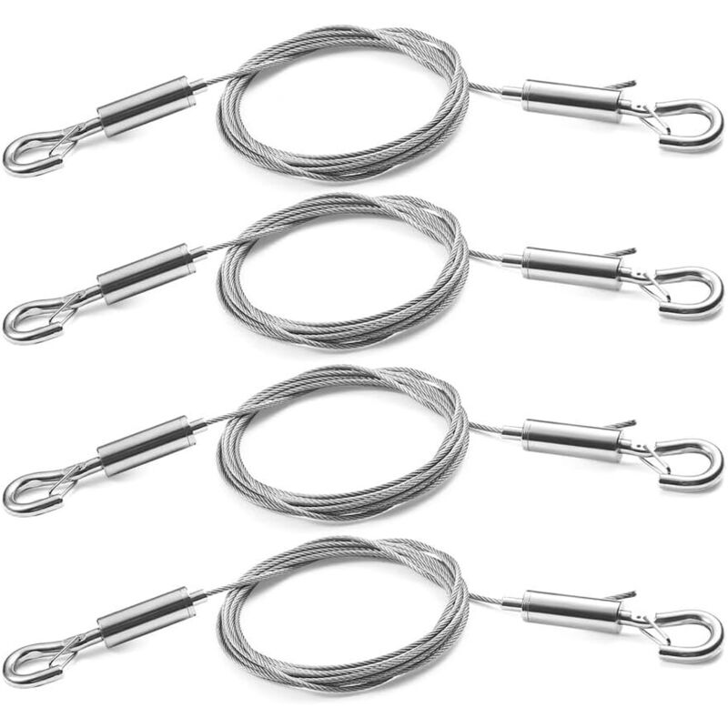 Fil de fer réglable pour miroirs, lampes, panneaux d'affichage, etc., capacité de charge 30 kg, 4 pièces, 1 m x 1,5 mm