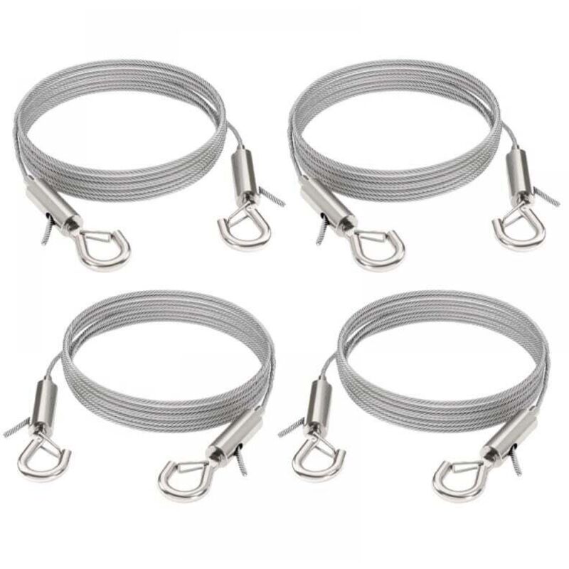 Fil de fer réglable pour miroirs, lampes, panneaux d'affichage, etc., capacité de charge 30 kg, 4 pièces, 2 m x 1,5 mm