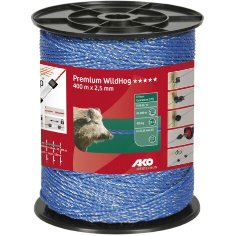Fil de fer toronné, Premium Wildhog, bleu 400 m x 2,5 mm AKO