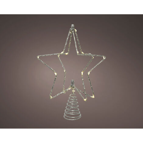 Fil de microled en forma de estrella para árbol de Navidad plateado, 20x20x25cm. Lumineo