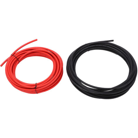 Fil de panneau solaire 2 pièces, manchon XLPE, cuivre étamé, double isolation, résistance à la température, câble PV 6 mm², 20 m/65,6 pieds (10 m/32,8 pieds chacun)