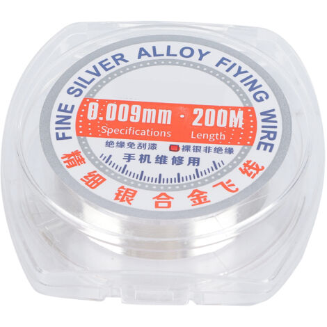Fil de Sauterelle Argenté Super Fin 200m pour Soudure et Réparation de Cartes Mères d'Empreintes Digitales 0.009mm