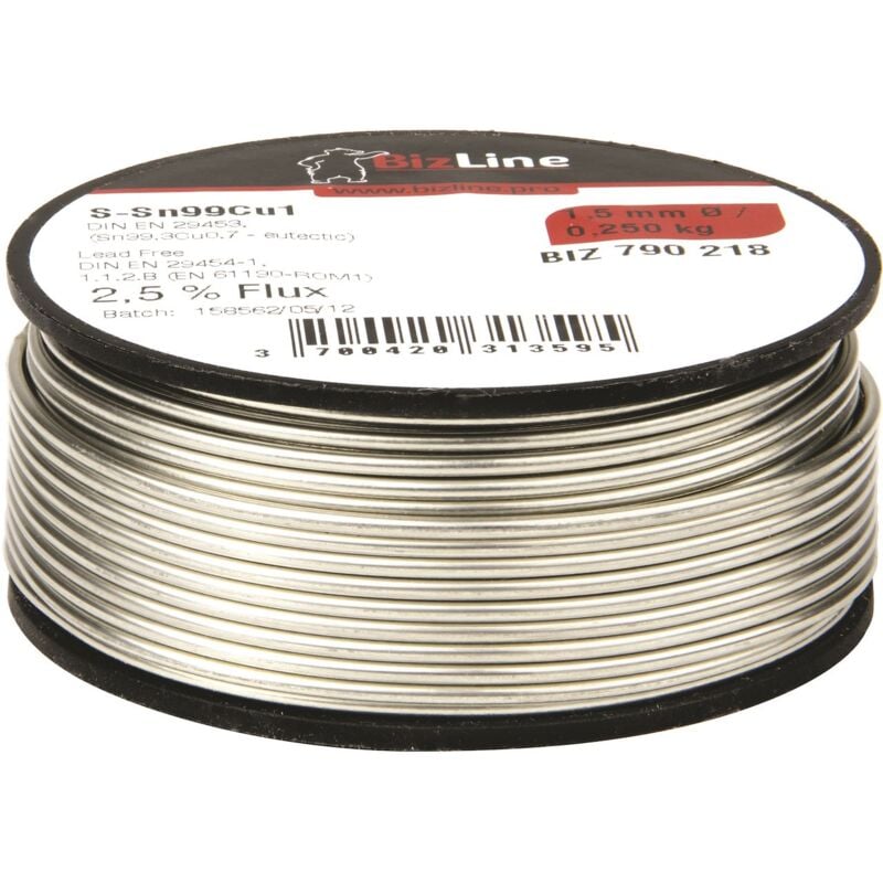 bobine de fil d'étain pour soudure - epaisseur 1.5 mm - bizline 790218