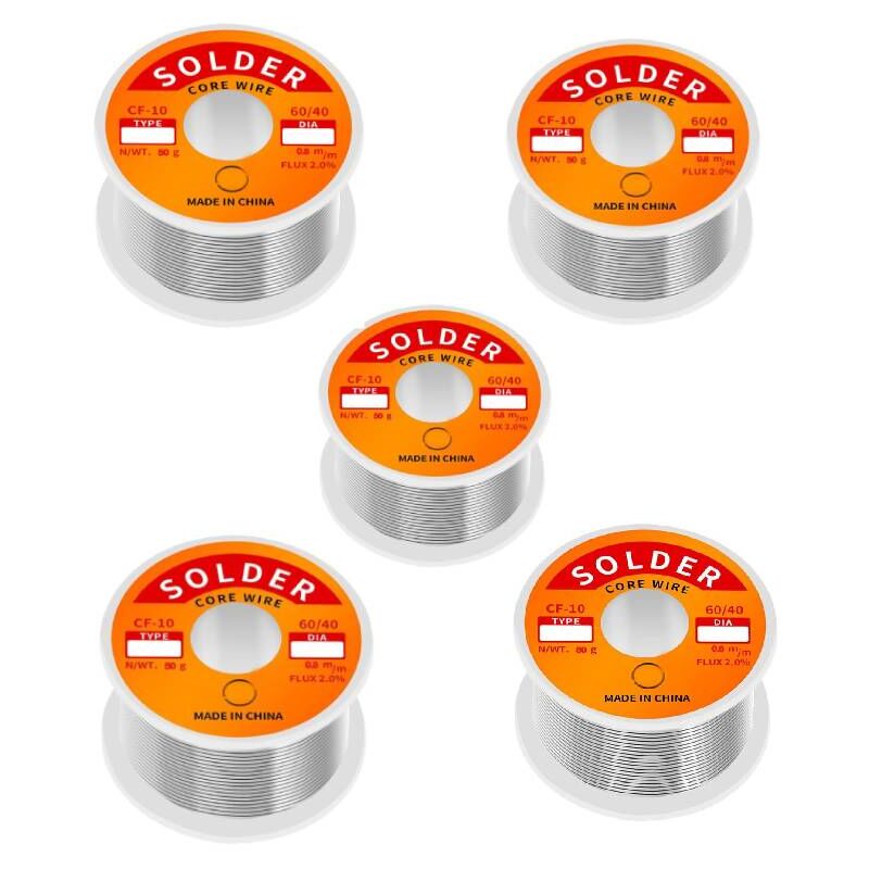 Coocheer - Fil de soudure à noyau de colophane étain-plomb contenant 2 % de flux Sn60-Pd40 (0,8 mm, 50 g) 5pcs