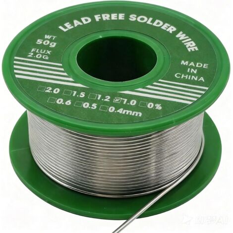 Fil de Soudure Sans Plomb 1mm 50g Sn99.3% Cu0.7%, Étain à Souder avec Noyau Colophane 2% Flux, Fil Étain Soudure pour Électronique PCB Réparation Câbles Circuits Brasage Électrique DIY