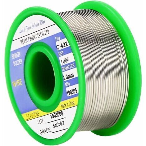 Fil de Soudure,1.0 mm Fil à Souder pour de Soudure,Sn 99.3% Cu 0.7% Fil de Soudure sans Plomb avec Noyau de Colophane,pour la Soudure électrique(100g)