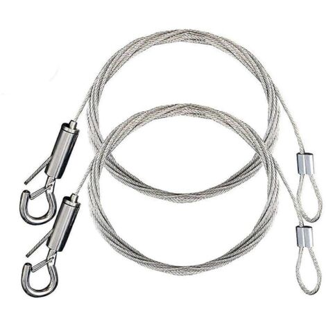 Fil de suspension de tableaux réglable en acier inoxydable résistant avec œillet et crochet, 2 m x 1,5 mm-AquaForge