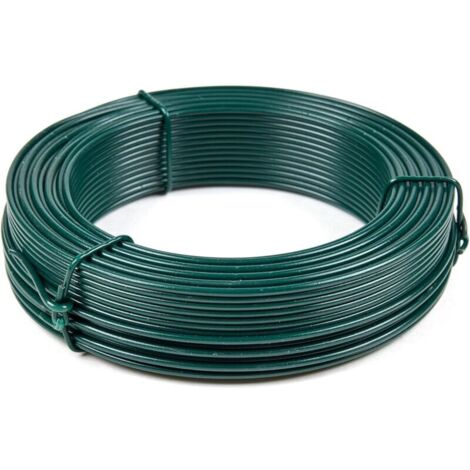 Fil de tension métallique vert plastifié, rouleau de 50 m, 0,45 mm, pour clôture, jardin, bricolage