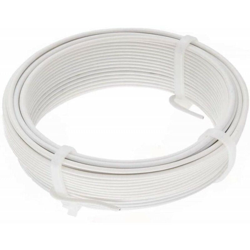Outils Et Nature - Fil de Tension pvc Rouleau de 25m 2MM x 25M Fil de Tension Rouleau de Fil de Fer Métallique Plastifié Blanc Enduit de pvc de Mét