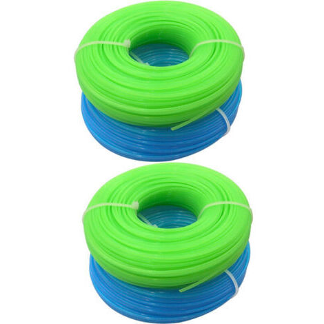 Fil de tondeuse universel en nylon, bobine de 1,6 mm x 30 m, lot de 4, vert et bleu