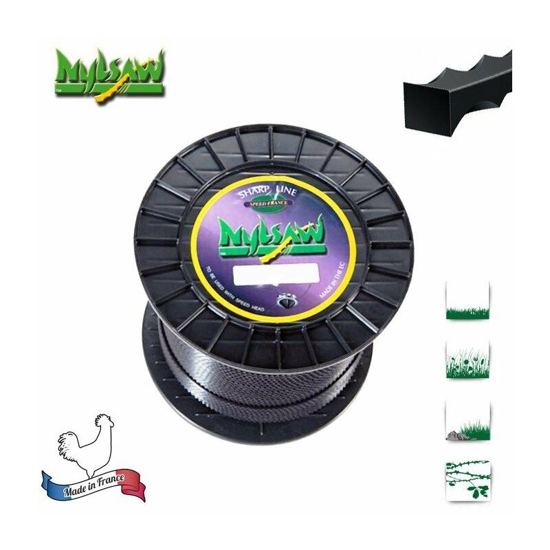 Bobine fil nylon cranté NYLSAW - 3 mm x 132m - qualité professionnelle - fabrication française