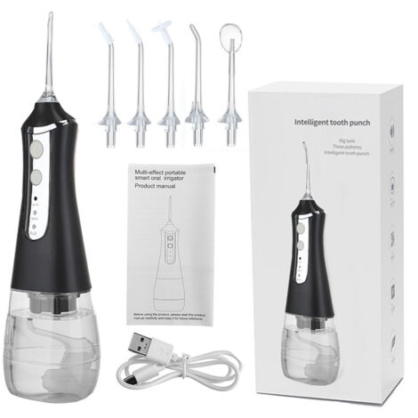 Fil dentaire électrique à 3 vitesses, impulsions puissantes de 300 ml, nettoyage buccal, détartrage, rechargeable par USB, fil à jet d'eau