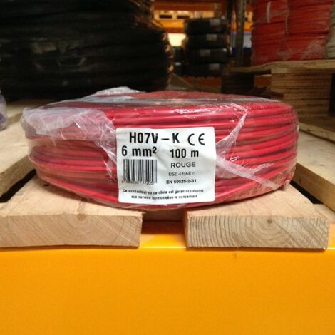 FIL ÉLECTRIQUE 6MM2 ROUGE SOUPLE H07VK 100M SERMES