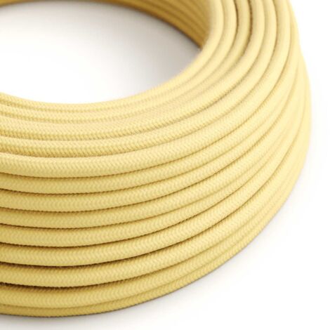 Fil électrique coloré en coton jaune pastel - The Original Creative Cables, pour lampes colorées - RC10 - 1 mètre