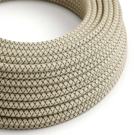 Fil électrique enrobé gris anthracite et beige à losanges - The Original Creative Cables, pour mettre en valeur vos lustres - RD64 - 10 mètres