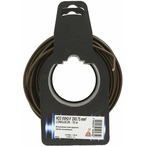 Fil électrique H03 Vvh 2-f Ovoide  2 X 0,75 Mm²  10 Marron