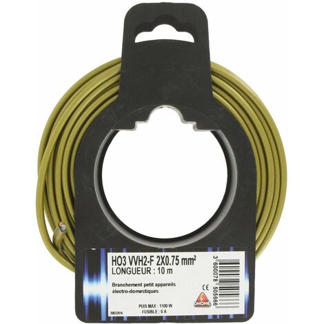 Fil électrique H03 Vvh 2-f Ovoide  2 X 0,75 Mm²  10 Or