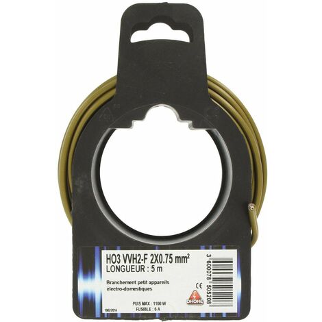 Fil électrique H03 Vvh 2-f Ovoide  2 X 0,75 Mm²  5 Or
