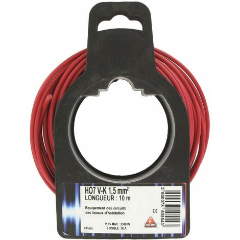 Fil électrique H07 V-k 1,5 Mm² 10 Rouge