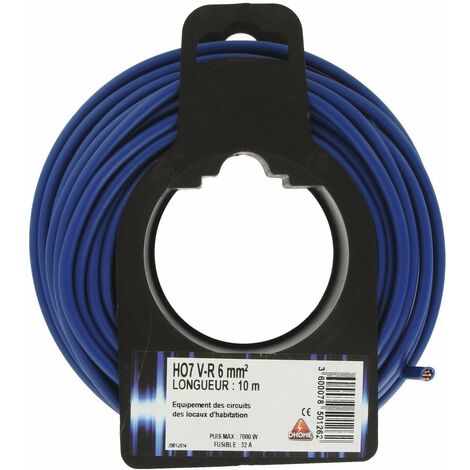 Fil électrique H07 V-r 6 Mm² 10 Bleu