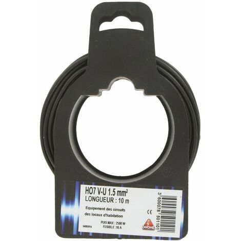 Fil électrique H07 V-u 1,5 Mm²  10 Noir