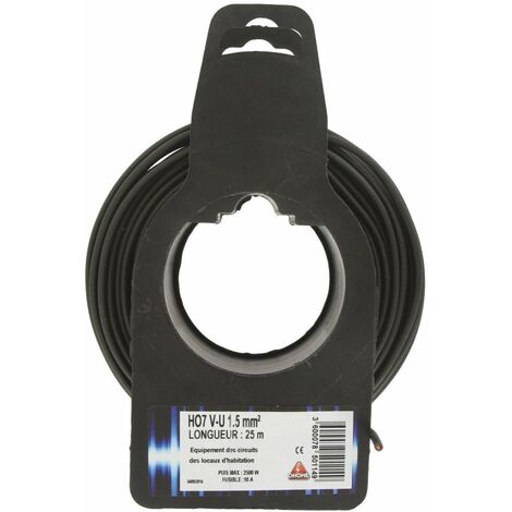 Fil électrique H07 V-u 1,5 Mm² 25 Noir