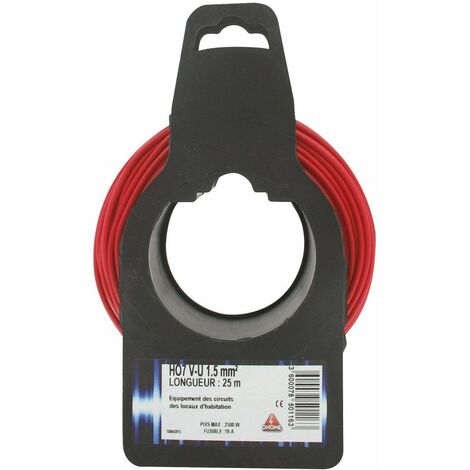 Fil électrique H07 V-u 1,5 Mm²  25 Rouge