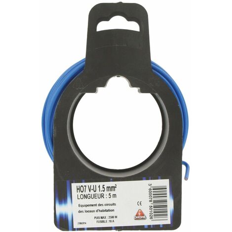 Fil électrique H07 V-u 1,5 Mm² 5 Bleu