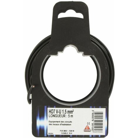 Fil électrique H07 V-u 1,5 Mm²  5 Noir