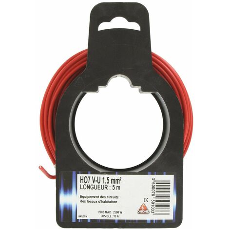 Fil électrique H07 V-u 1,5 Mm² 5 Rouge