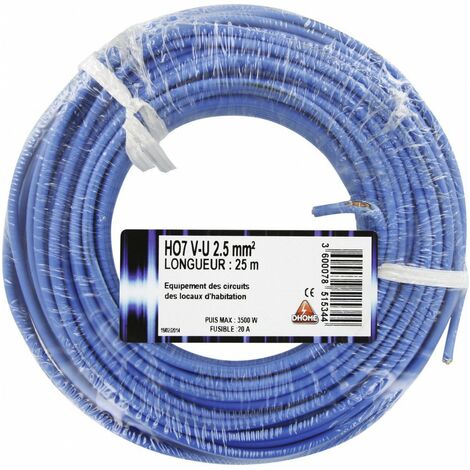 Fil électrique H07 V-u 2,5 Mm²  25 Bleu