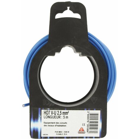 Fil électrique H07 V-u 2,5 Mm²  5 Bleu