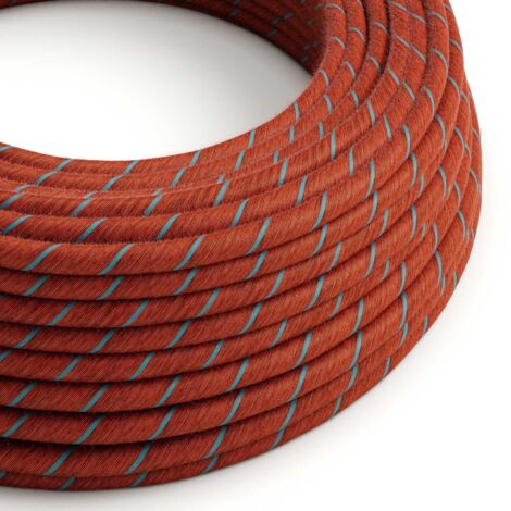 Fil électrique recouvert de coton Brick et Light Blue Vertigo - The Original Creative Cables, pour lustres et lampes - ERC36 - 1 mètre