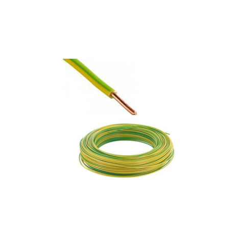Fil électrique rigide - H07VU - 1,5mm² - Vert/Jaune - VU1,5V/J - Couronne de 100m