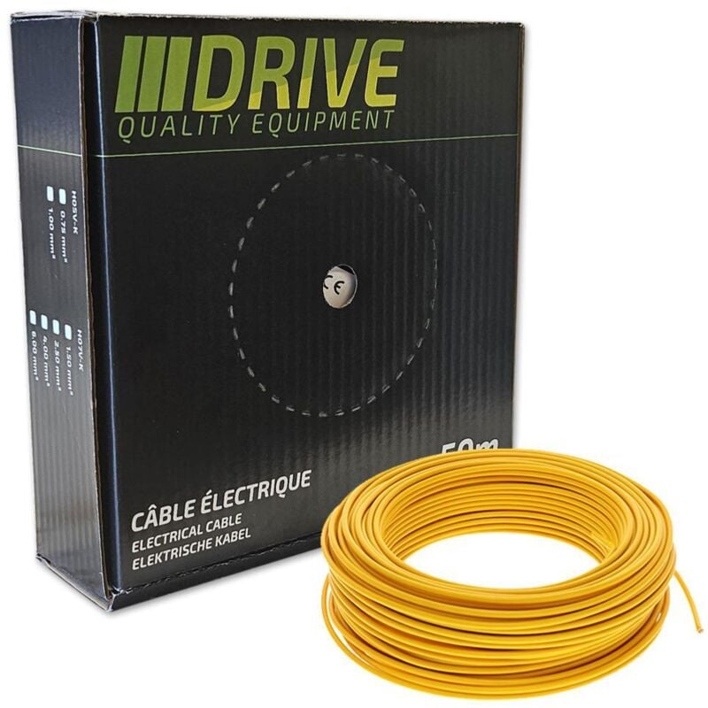 Oc-pro - Fil electrique souple boite 50 metres - dtail : section 1 mm² jaune