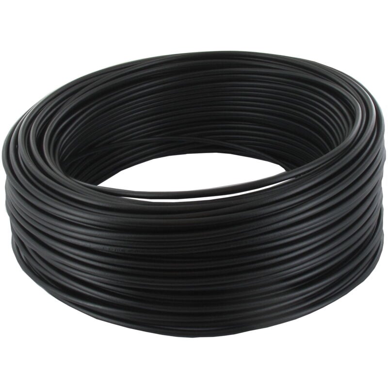 Fil électrique souple de couleur noir. Section 1,5mm² - L: 50m.
