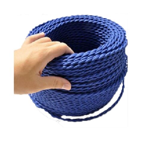 Fil électrique tressé bleu foncé 0.75mm x2 – Double gainage tissu rétro – Vendu au mètre pour projets d'éclairage – Greensensation