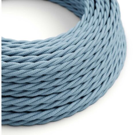 Fil électrique tressé recouvert de coton bleu océan - The Original Creative Cables, pour mettre en valeur vos lustres - TC53 - 1 mètre
