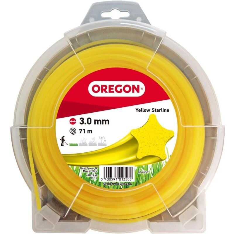 Fil débroussailleuse Etoile Nylon Jaune ø3.0mm/71m Oregon 69-460-Y