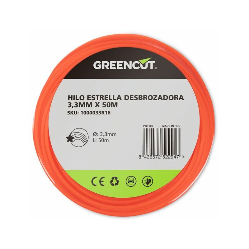 Greencut - Fil étoilé pour débroussailleuse 3,3MM x 50M