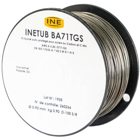 Fil fourré 0.9mm 900 gr Soudage MIG-MAG Bobine 100mm INE